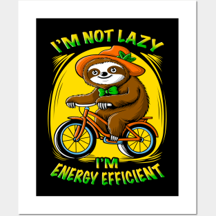 Cute cartoon sloth riding a bicycle with funny quotes. Posters and Art